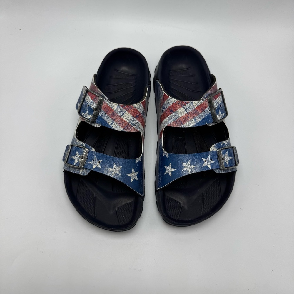 Birkis Birkenstock Patriotic Slide Sandals Size 38 US W 7/7.5 M 5/5.5 Comfort - Picture 5 of 12
